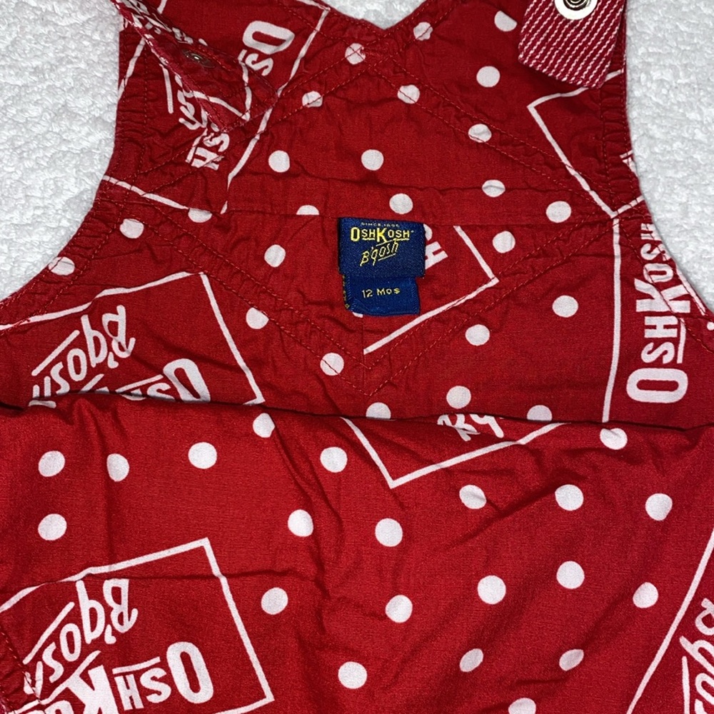 Oshkosh red engineer striped lined overalls 12m - Picture 3 of 8